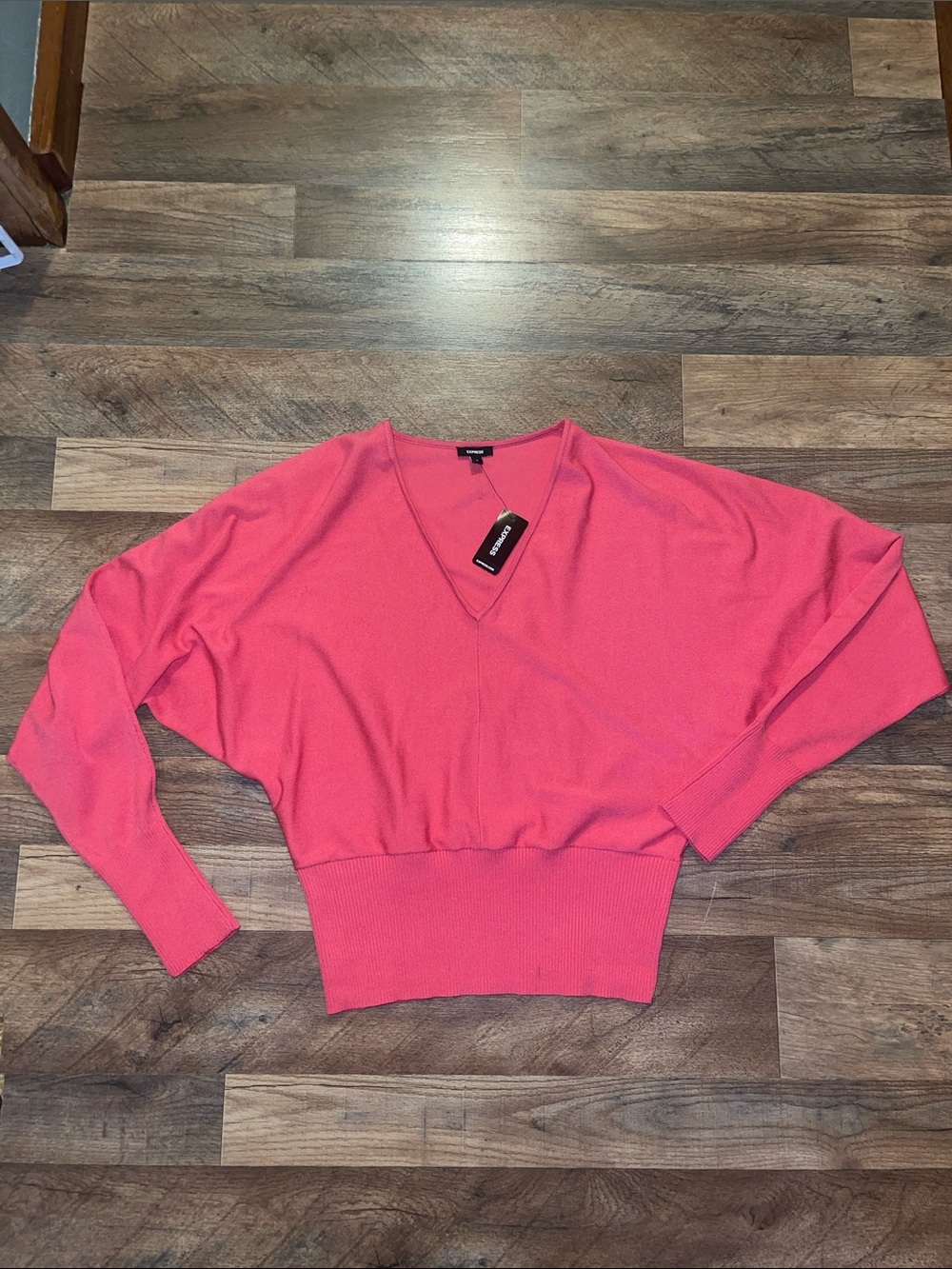 Express NWT Bright Pink V-Neck Dolman Sweater size Small